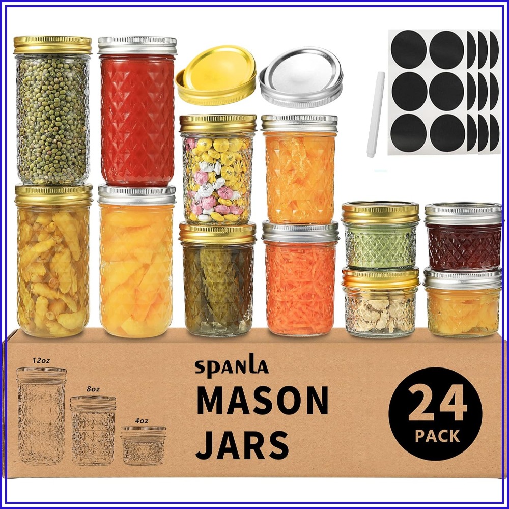 Mason Jar 8Oz - 24 Botol Mason dengan Tutup -