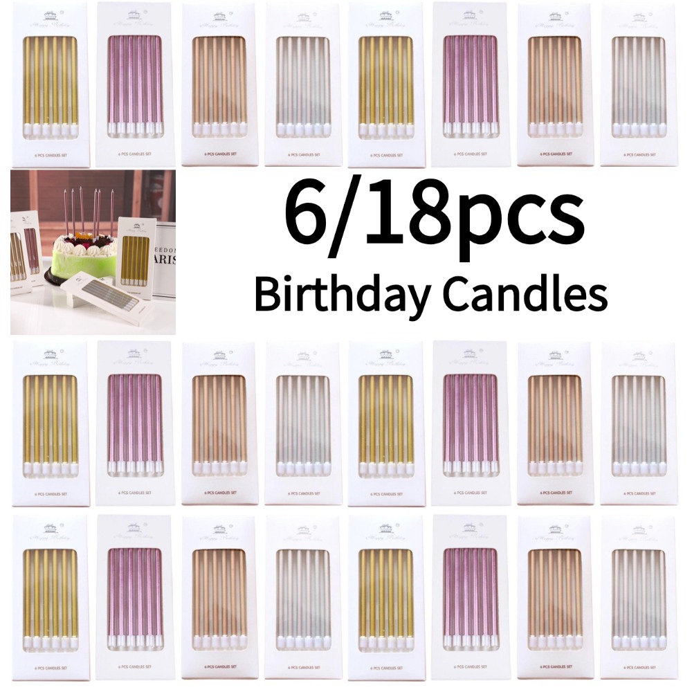 Candle Supplies In - 6/18pcs Lilin Ulang Tahun Logam Emas