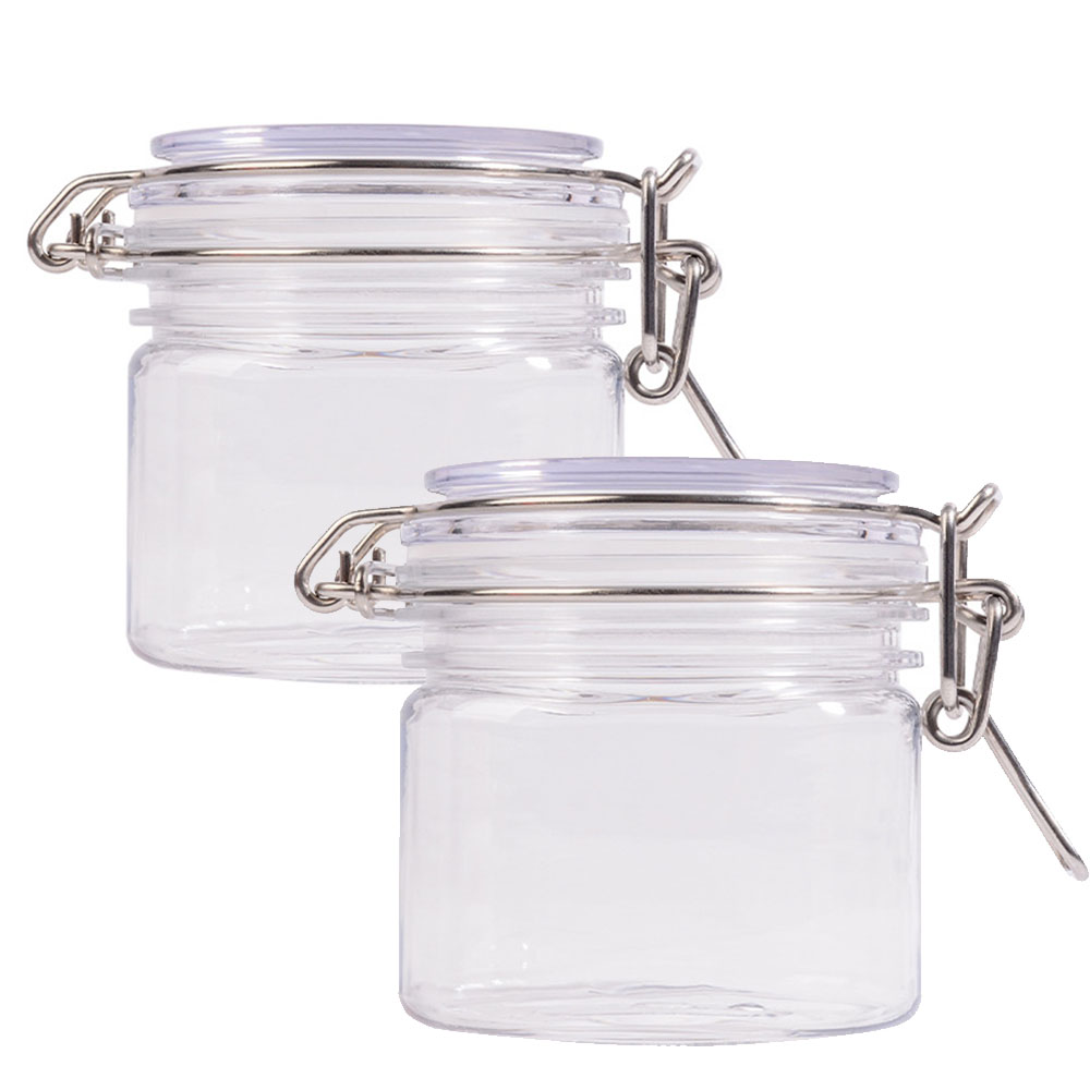 Mason Jar 8Oz - 2 Buah Stoples Penyimpanan Plastik PET
